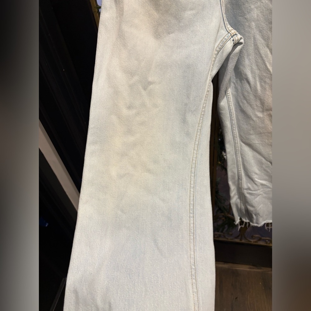 Light Blue with tan Women' Wide-Leg Jeans open waist Maison margiela size 2 - Picture 3 of 16
